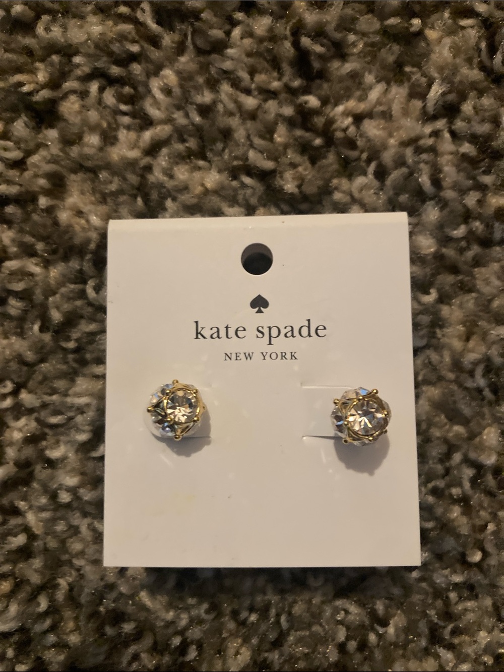 kate spade gold-tone clear crystal stud earrings